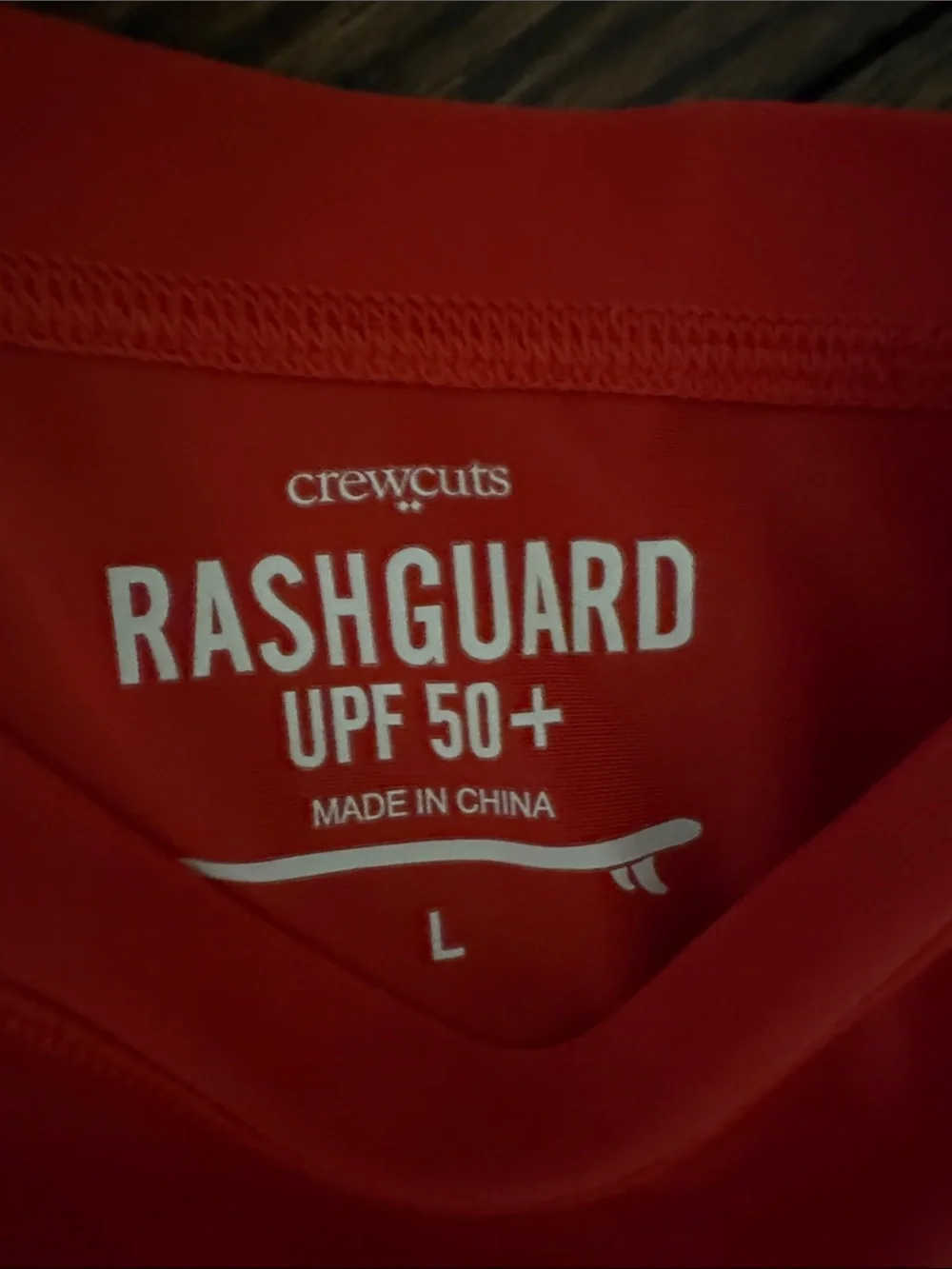 Crewcuts Red Kids Swim Rashguard with White Crab Graphic